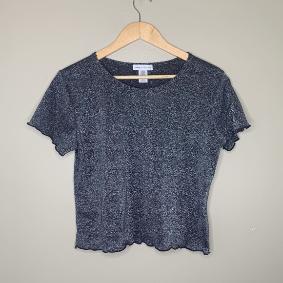 Urban Outfitters Tops - NWT Urban Outfitters Black Glitter Crop Top
